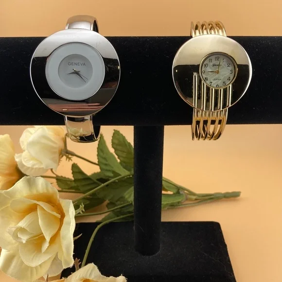 GENEVA Cuff Watches 2 - 1 Gold & 1 Silver - Picture 2 of 8